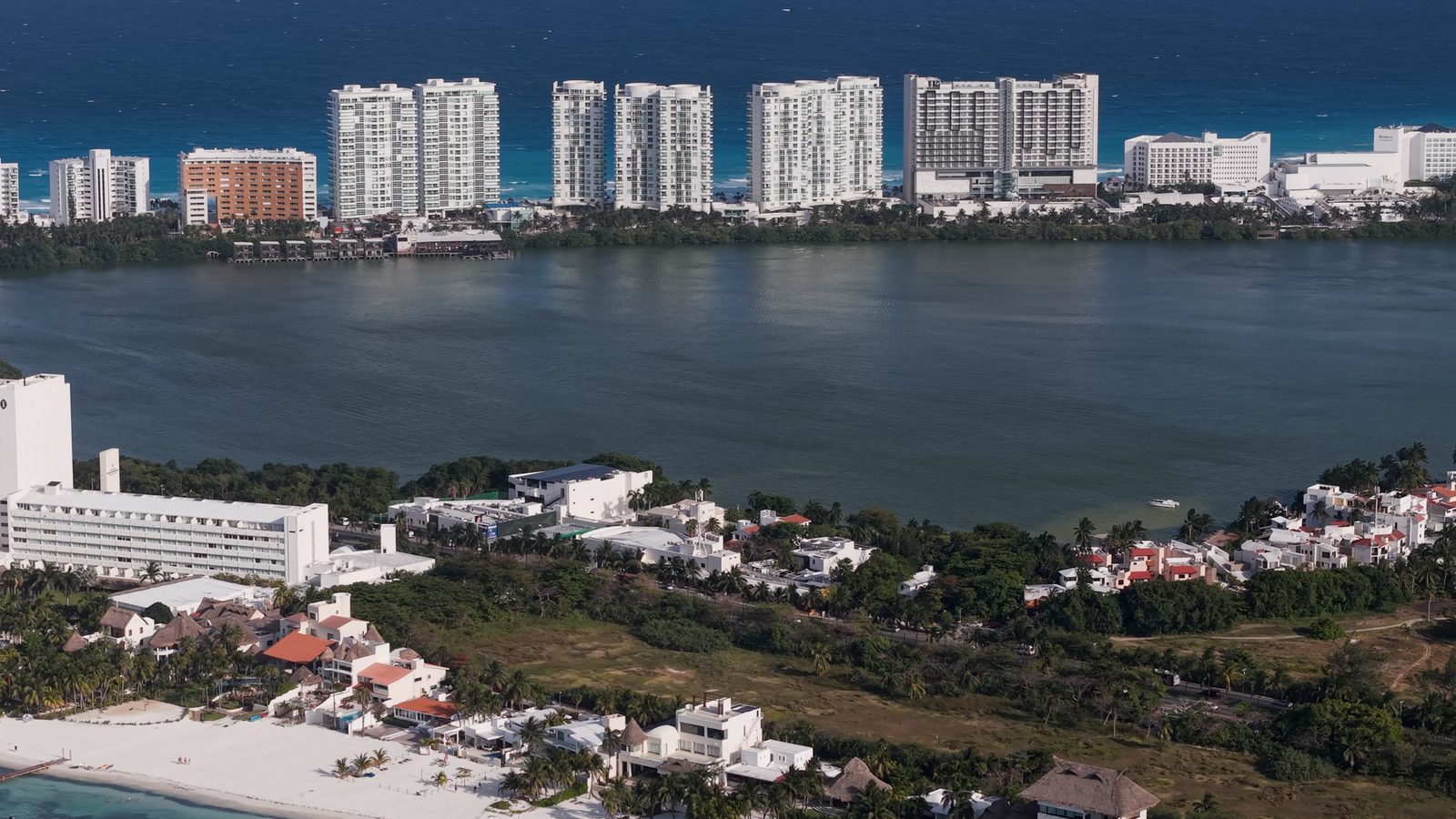 The Cancun skyline seen across Laguna Nichupté