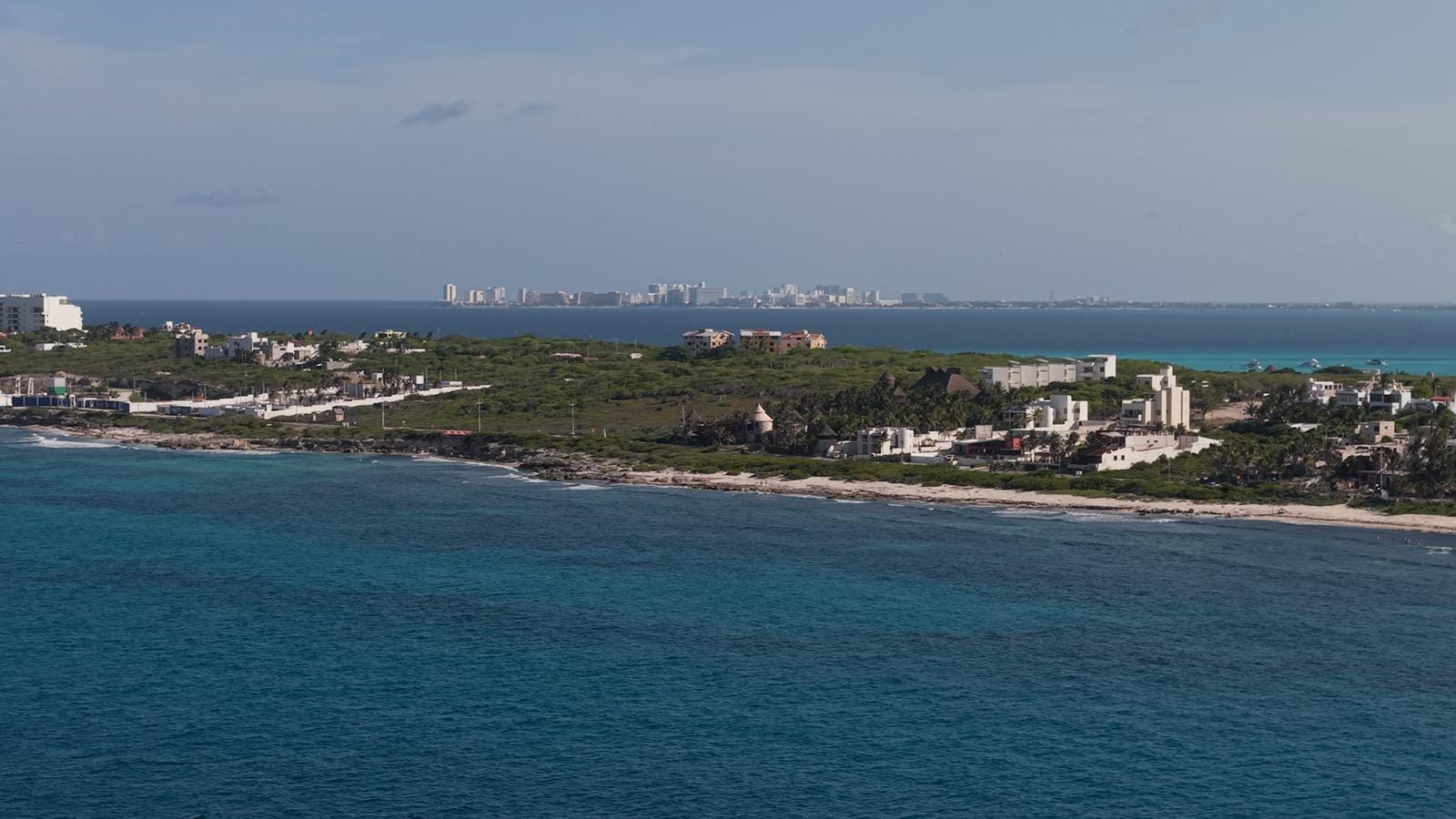 The eastern coastline of Isla Mujeres from the water